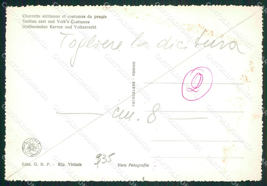 Palermo Città Carretto Siciliano Costumi Foto FG cartolina ZK1114 – retro