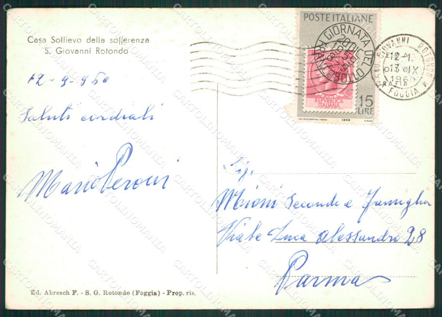 Foggia San Giovanni Rotondo Casa Sollievo Foto FG cartolina ZK1151 – retro