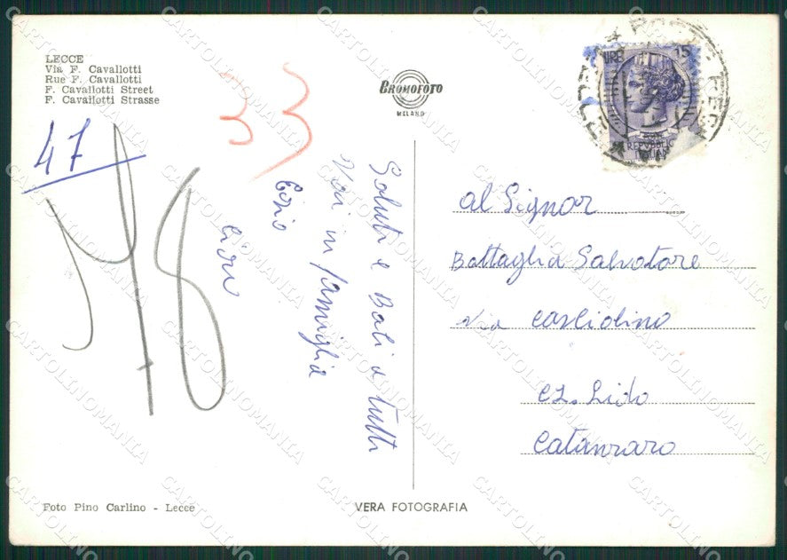 Lecce Città Foto FG cartolina ZK1158 – retro