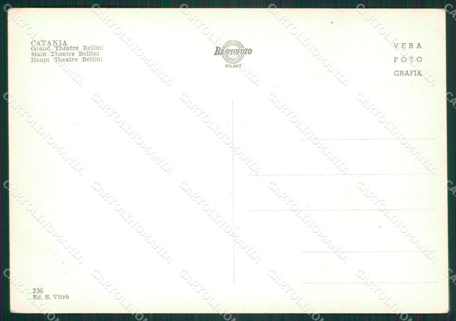 Catania Città Teatro Massimo Bellini Auto Foto FG cartolina ZK1203 – retro