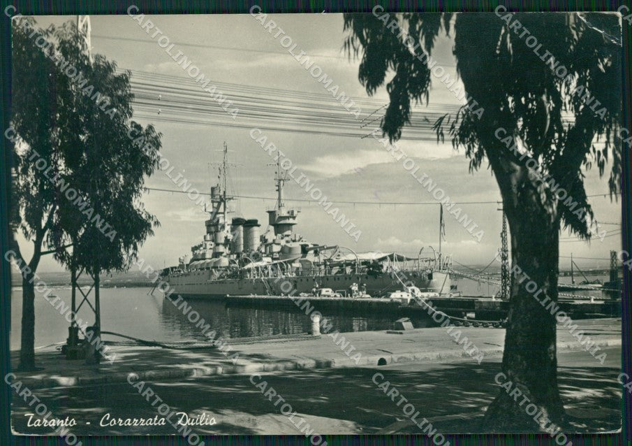 Taranto Città Corrazzata Duilio Marina Militare PIEGA Foto FG cartolina ZK1215 – fronte