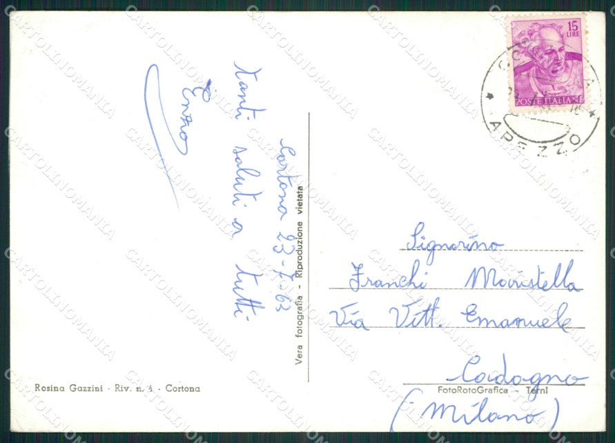 Arezzo Cortona Saluti da STRAPPINO Foto FG cartolina ZK1288 – retro