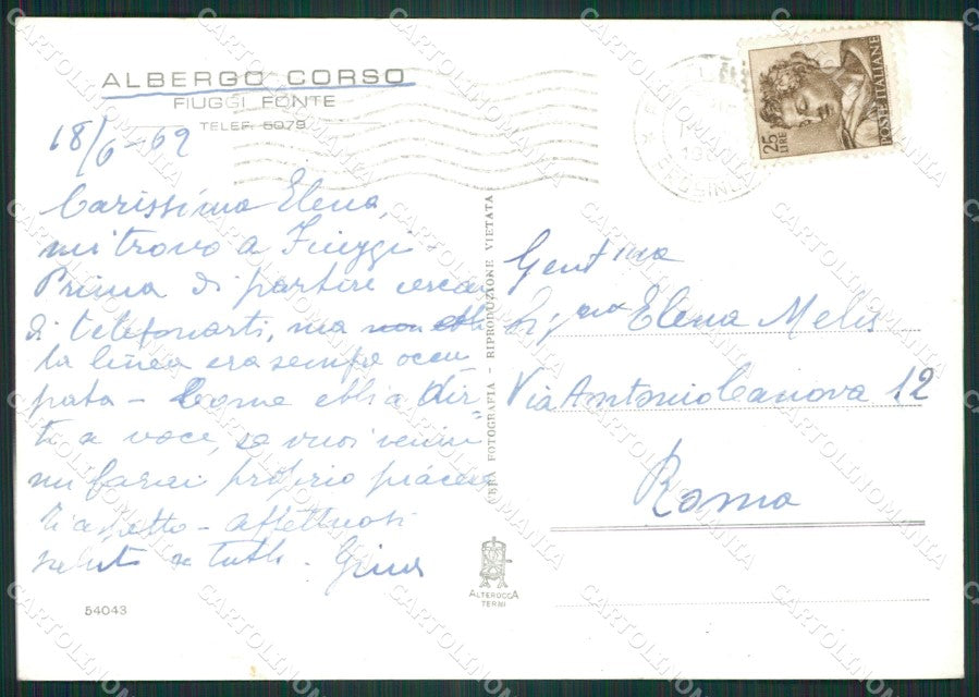 Frosinone Fiuggi PIEGHINA Foto FG cartolina ZK1306 – retro