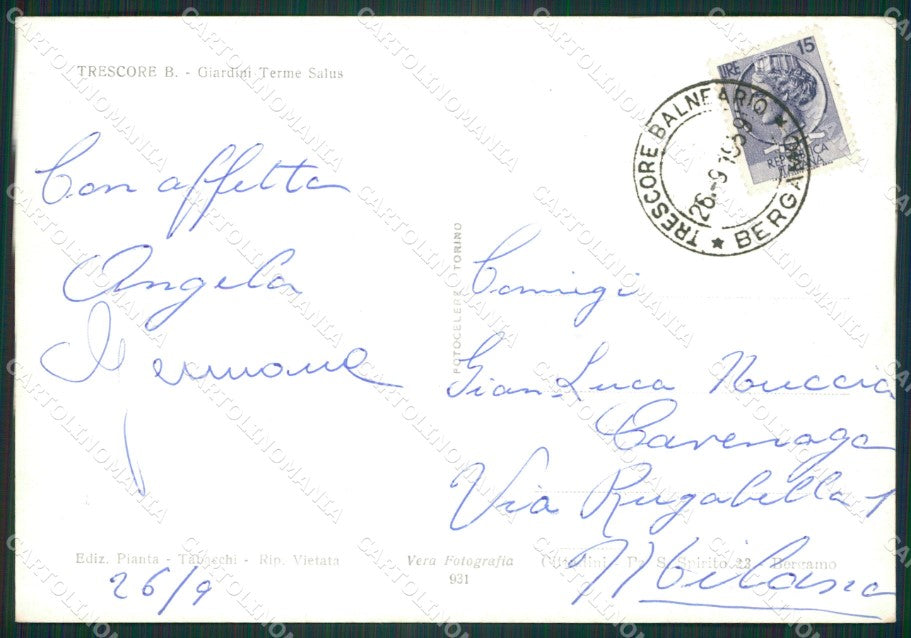 Bergamo Trescore Balneario Foto FG cartolina ZK1309 – retro