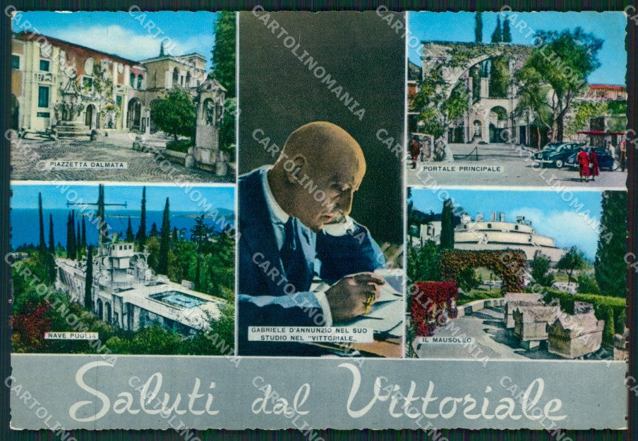 Brescia Gardone del Garda Gabriele D'Annunzio PIEGHINA Foto FG cartolina ZK1317 – fronte
