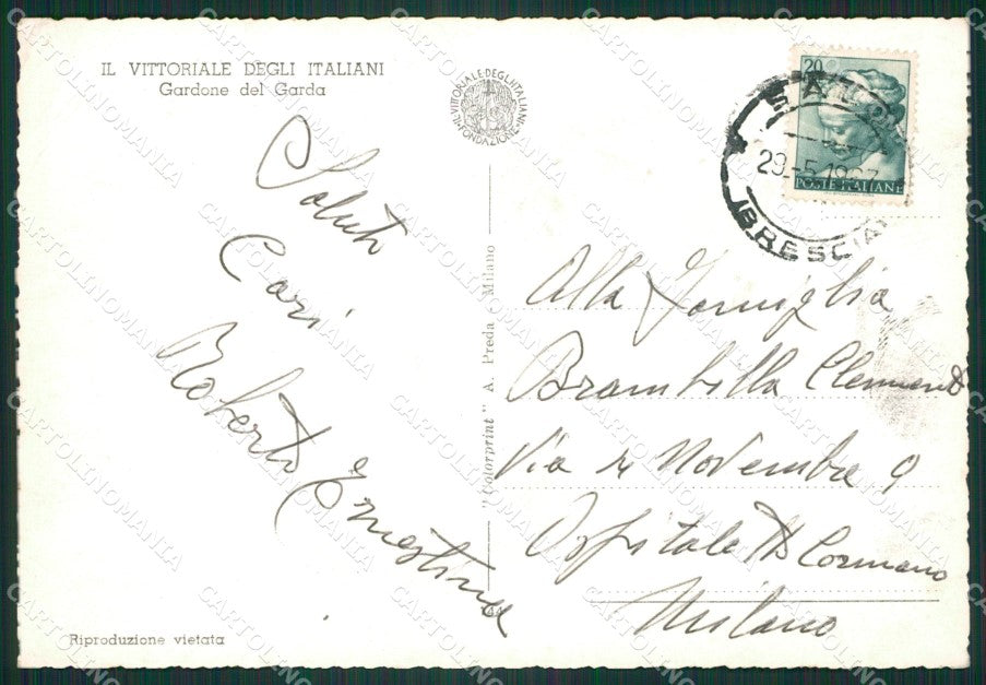 Brescia Gardone del Garda Gabriele D'Annunzio PIEGHINA Foto FG cartolina ZK1317 – retro