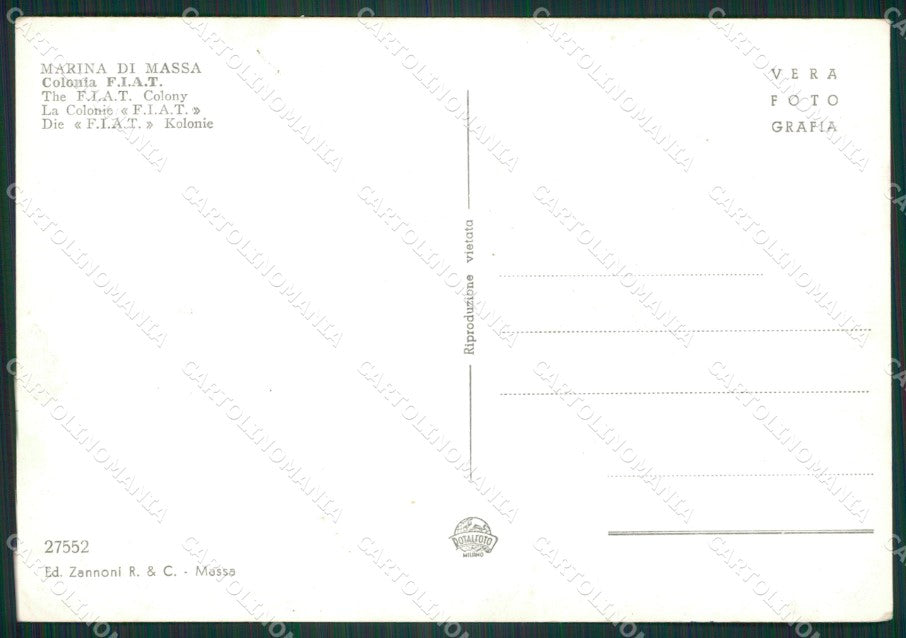 Massa Marina di Massa Colonia Fiat Foto FG cartolina ZK1332 – retro