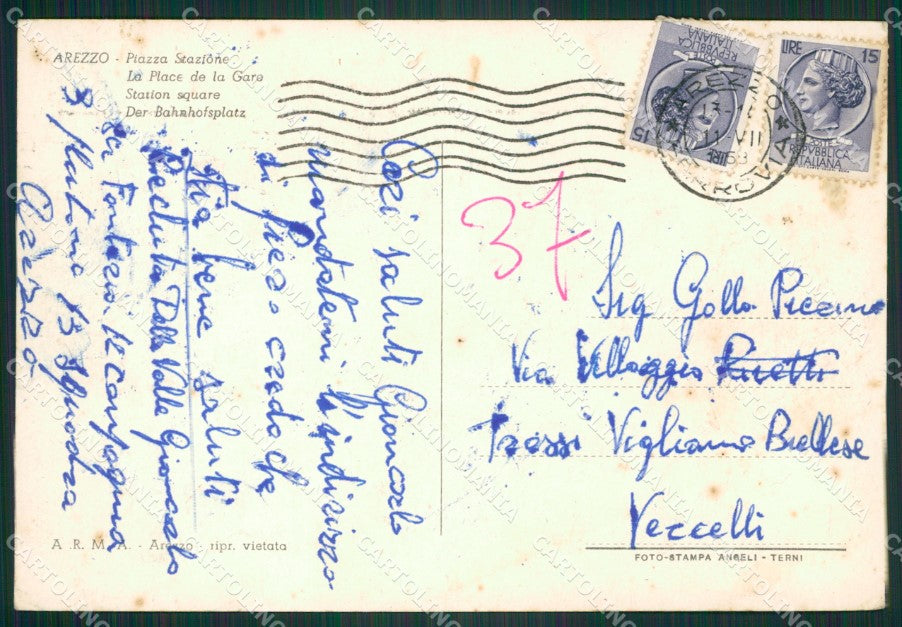 Arezzo Città Stazione PIEGA Foto FG cartolina ZK1345 – retro