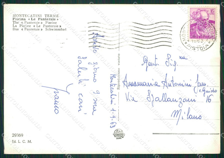 Pistoia Montecatini Terme Le Panteraie Foto FG cartolina ZK1351 – retro