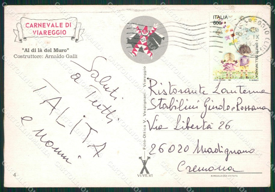 Lucca Viareggio Carnevale PIEGHINA Foto FG cartolina ZK1355 – retro