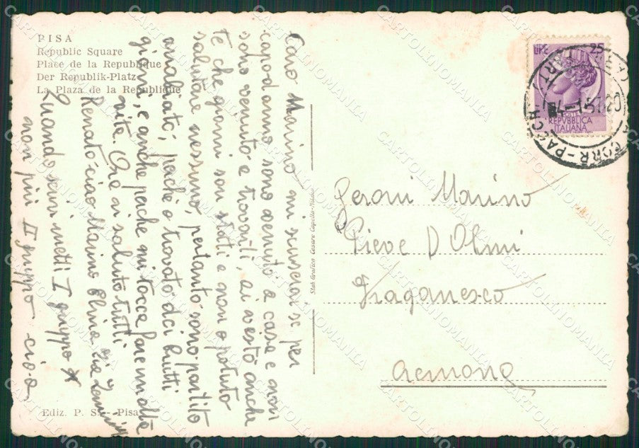 Pisa Città Filovia Auto Foto FG cartolina ZK1379 – retro