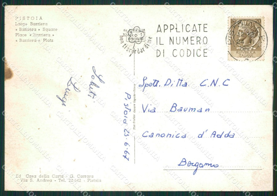 Pistoia Città Foto FG cartolina ZK1389 – retro