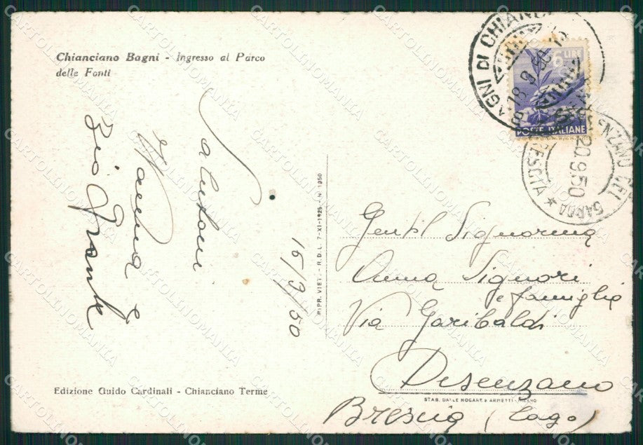 Siena Chianciano Bagni Corriere FORO FG cartolina ZK1424 – retro