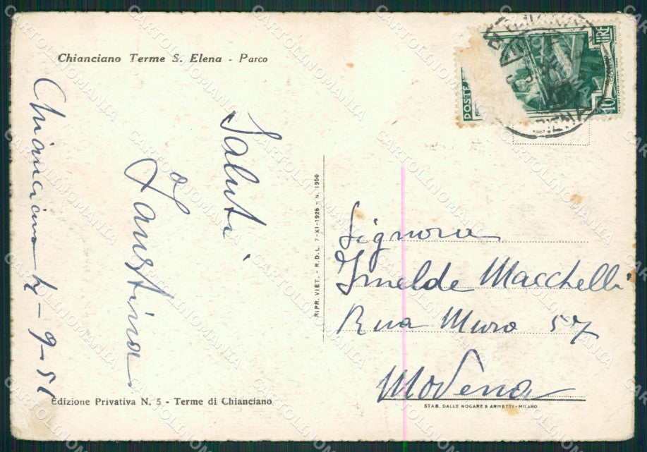 Siena Chianciano Terme PIEGHINA FG cartolina ZK1425 – retro