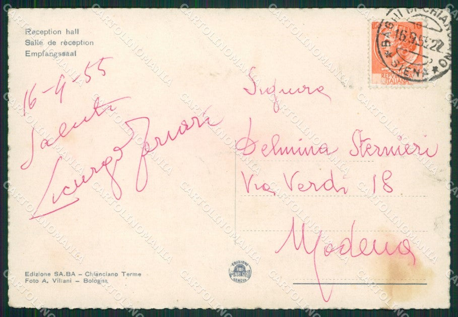 Siena Chianciano Terme Stabilimento Acqua Santa FG cartolina ZK1432 – retro