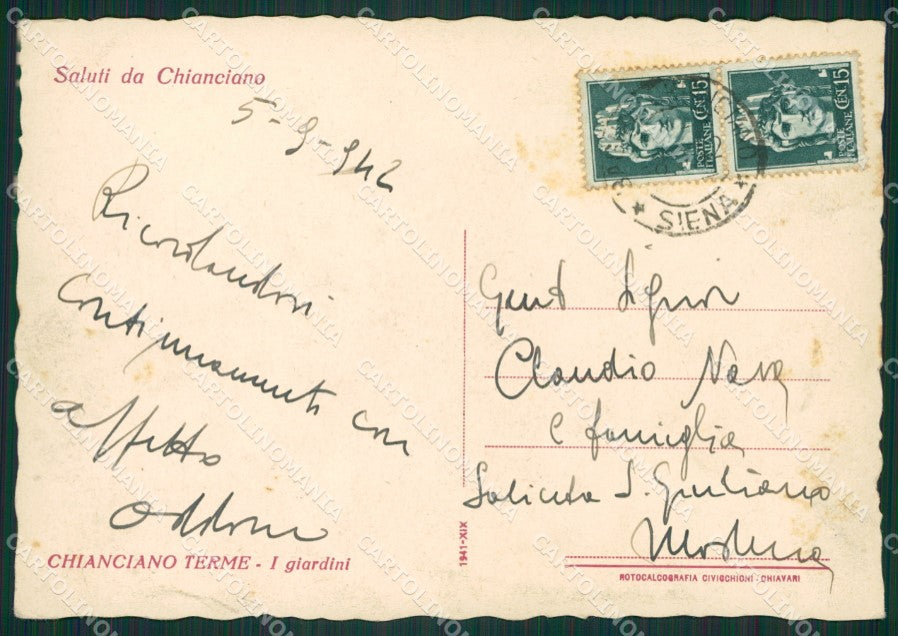 Siena Chianciano Terme FG cartolina ZK1447 – retro