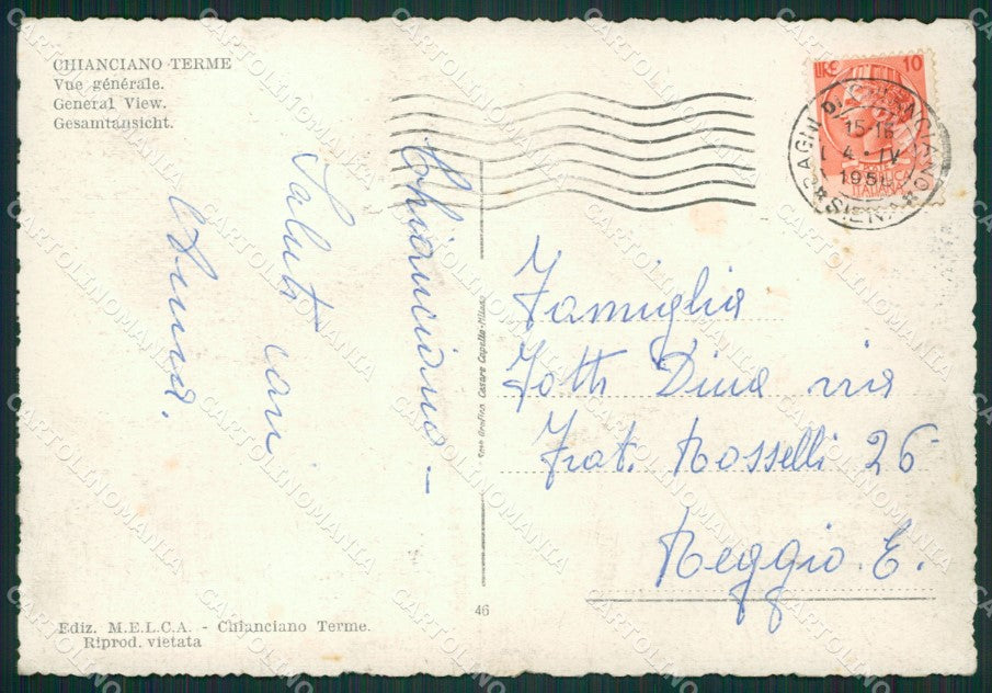 Siena Chianciano Terme FG cartolina ZK1449 – retro