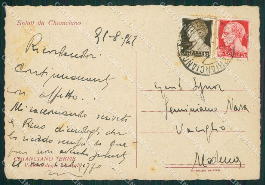 Siena Chianciano Terme FG cartolina ZK1450 – retro