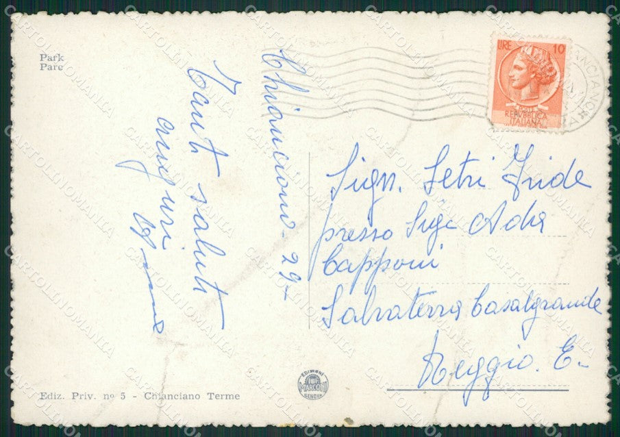 Siena Chianciano Terme Stabilimento Acqua Santa PIEGHE FG cartolina ZK1464 – retro
