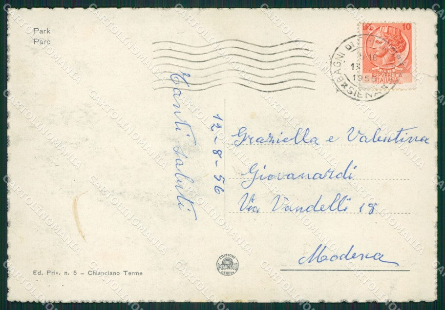 Siena Chianciano Terme Stabilimento Acqua Santa FG cartolina ZK1466 – retro