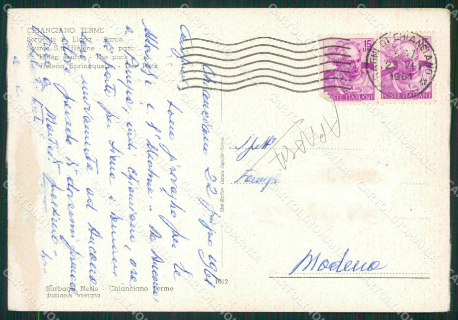 Siena Chianciano Terme ABRASA FG cartolina ZK1470 – retro