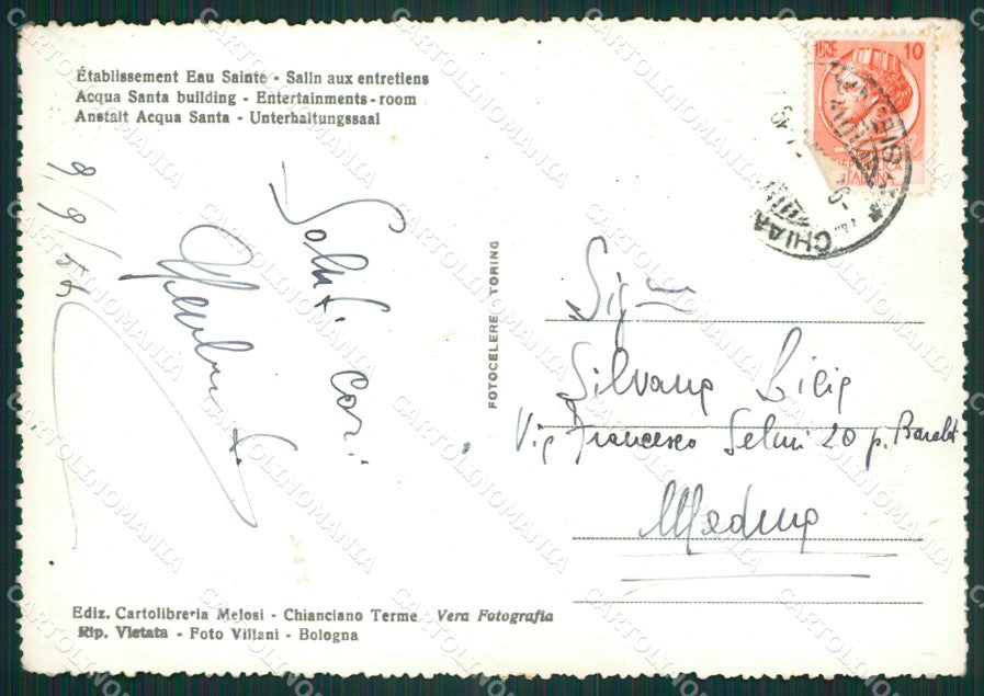 Siena Chianciano Terme Stabilimento Acqua Santa Foto FG cartolina ZK1496 – retro