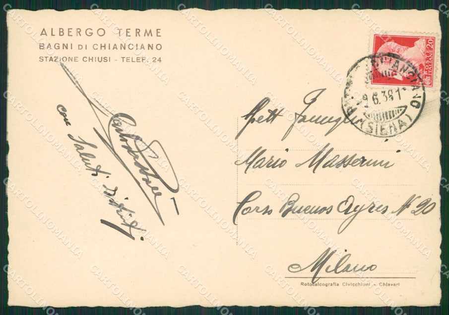 Siena Chianciano Terme FG cartolina ZK1507 – retro
