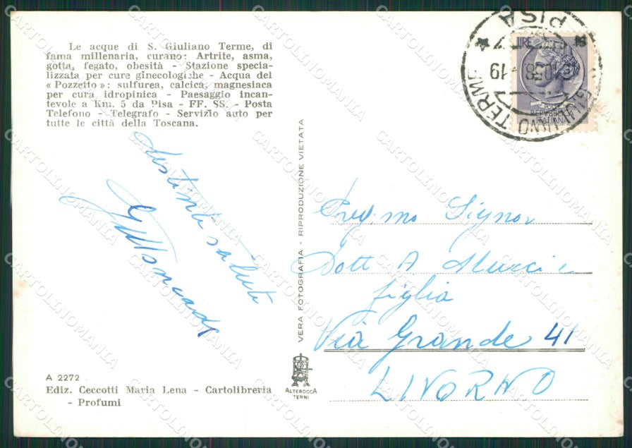 Pisa San Giuliano Terme Foto FG cartolina ZK1570 – retro