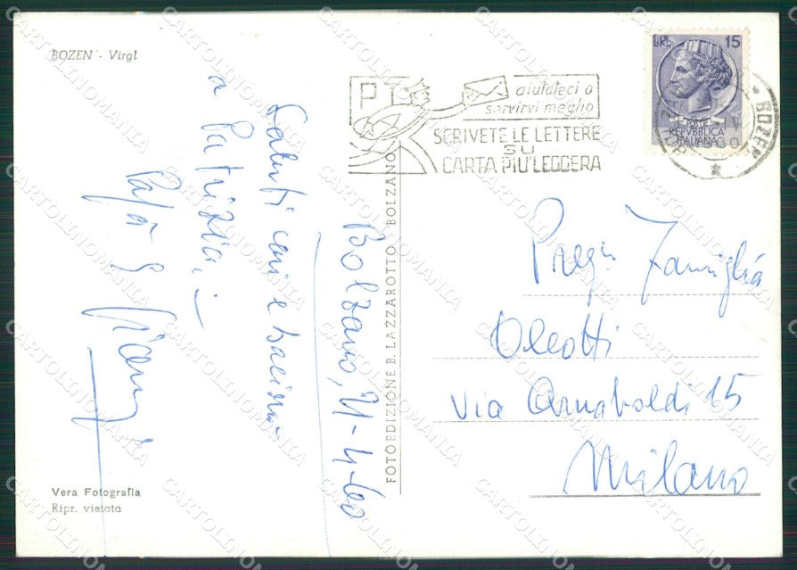Bolzano Città Funicolare Foto FG cartolina ZK1590 – retro