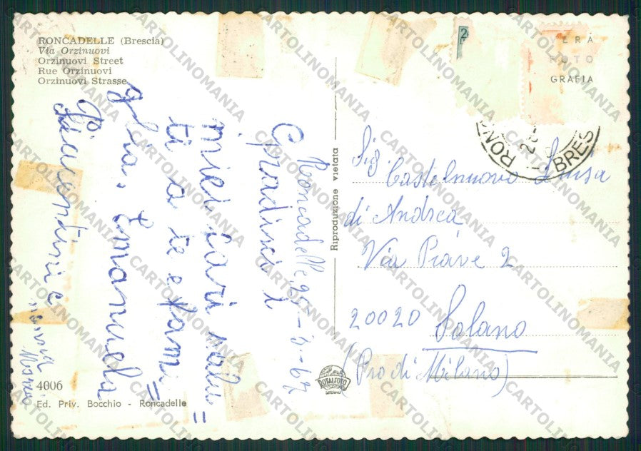 Brescia Roncadelle STRAPPO COLLA Foto FG cartolina ZK1626 – retro