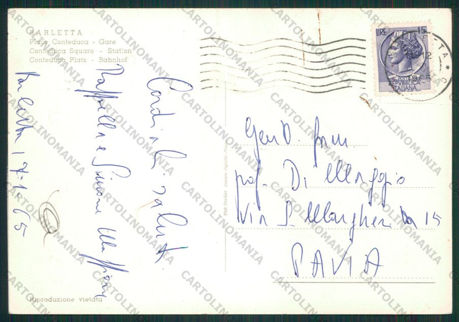 Bari Barletta Stazione PIEGHINA Foto FG cartolina ZK1631 – retro