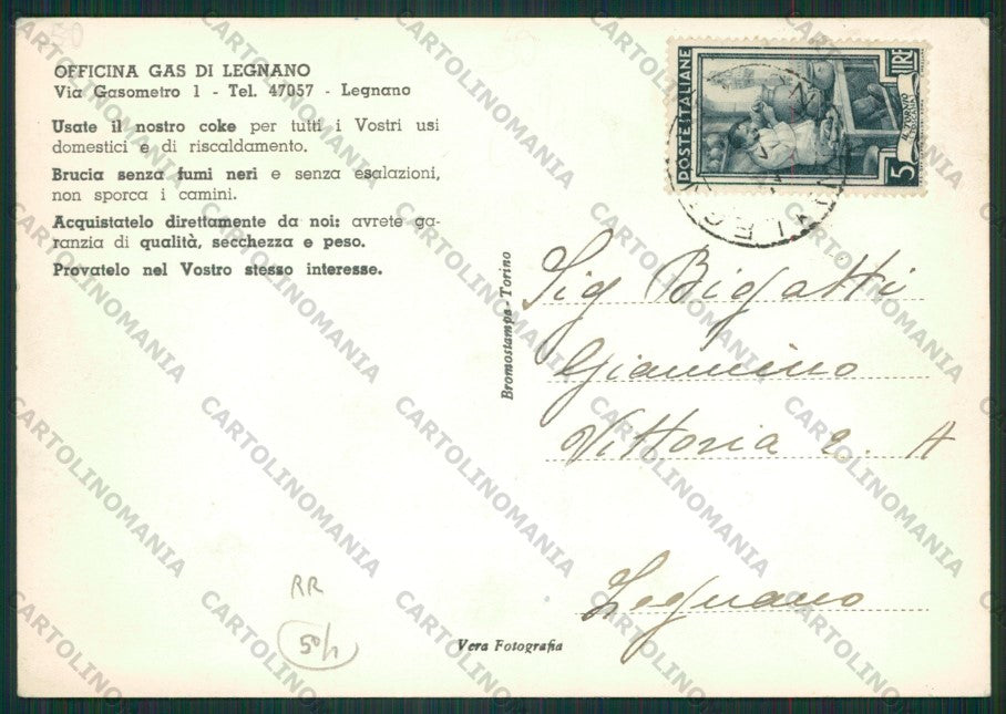 Milano Legnano Officina Gas Legnano Foto FG cartolina ZK1638 – retro