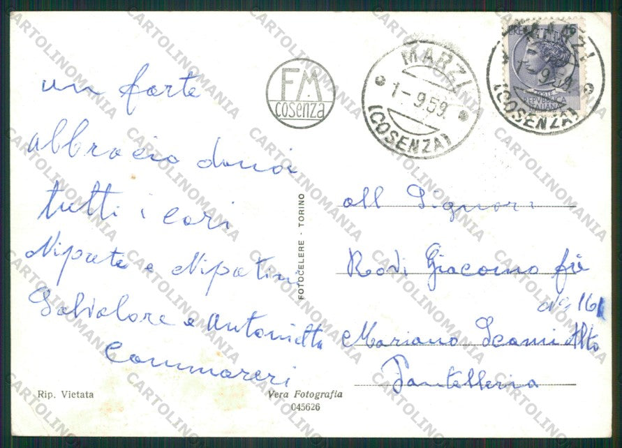 Cosenza Città PIEGHINA Foto FG cartolina ZK1640 – retro