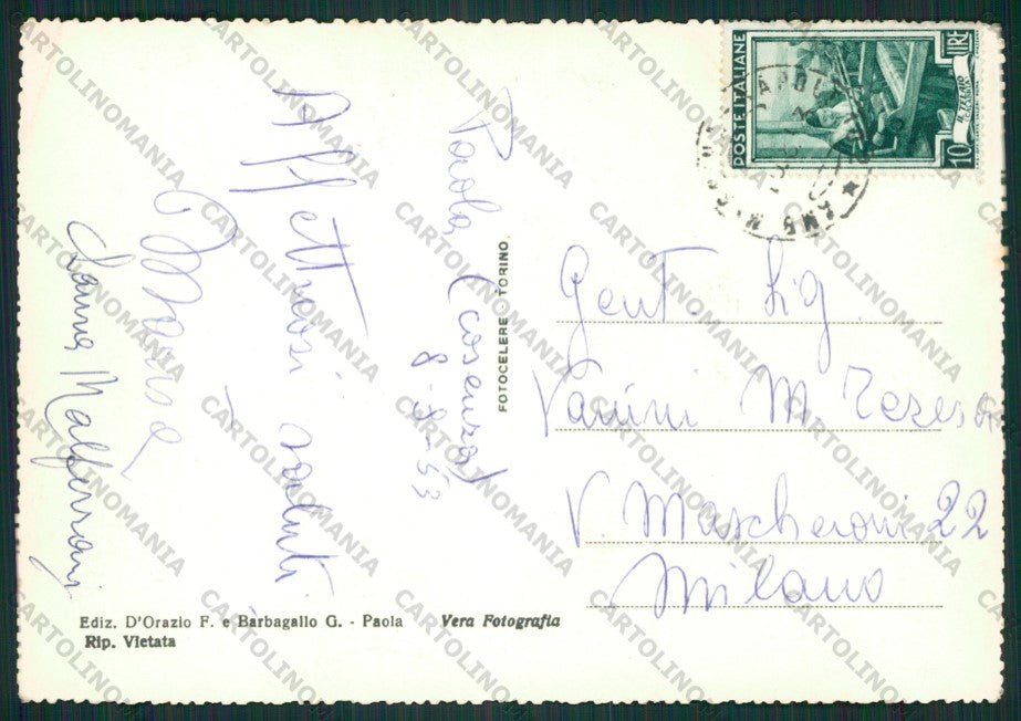 Cosenza Paola Foto FG cartolina ZK1676 – retro