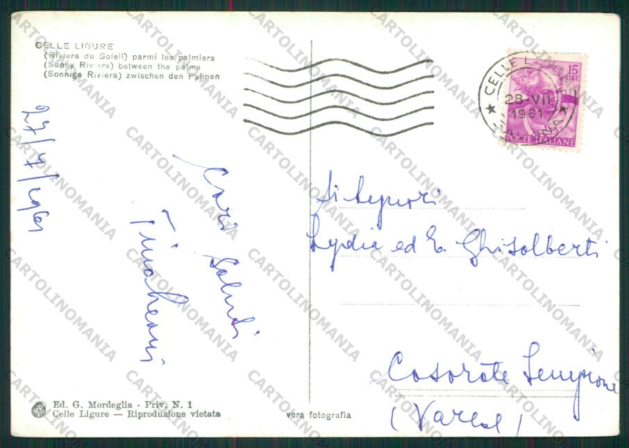 Savona Celle Ligure Foto FG cartolina ZK1753 – retro