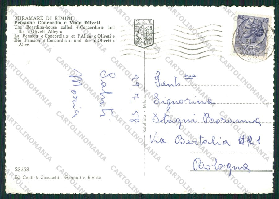 Rimini Miramare Foto FG cartolina ZK1784 – retro