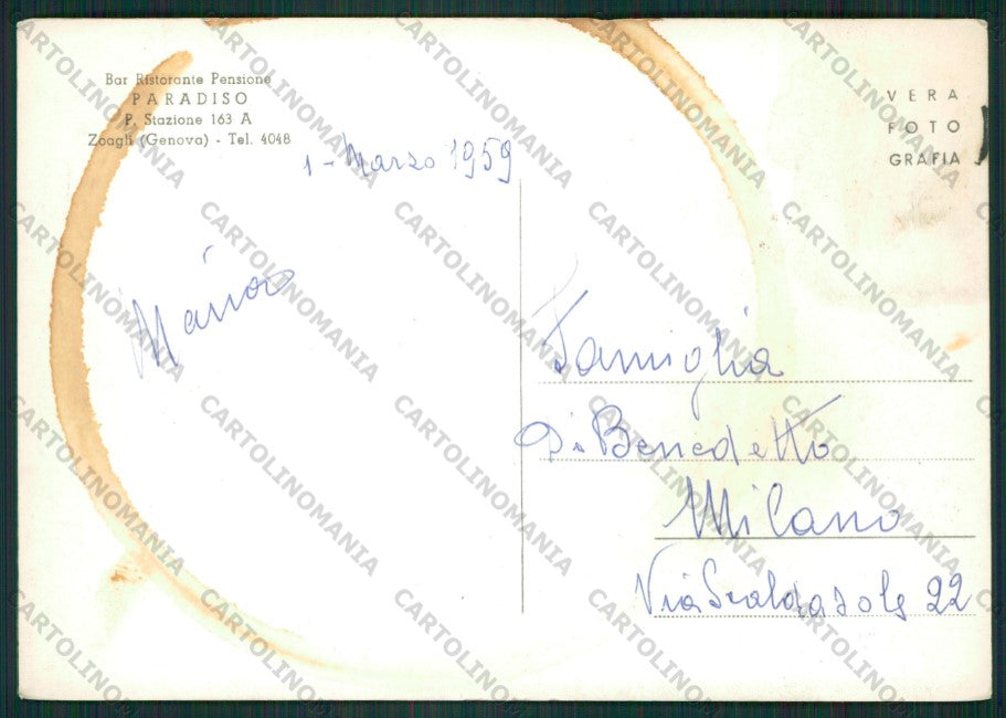 Genova Zoagli Foto FG cartolina ZK1821 – retro
