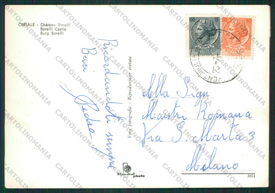 Savona Ceriale Castello Borelli Foto FG cartolina ZK1826 – retro