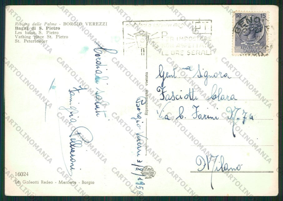 Savona Borgio Verezzi Foto FG cartolina ZK1829 – retro