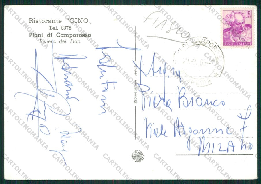 Imperia Piani di Camporosso Fiasco Foto FG cartolina ZK1834 – retro