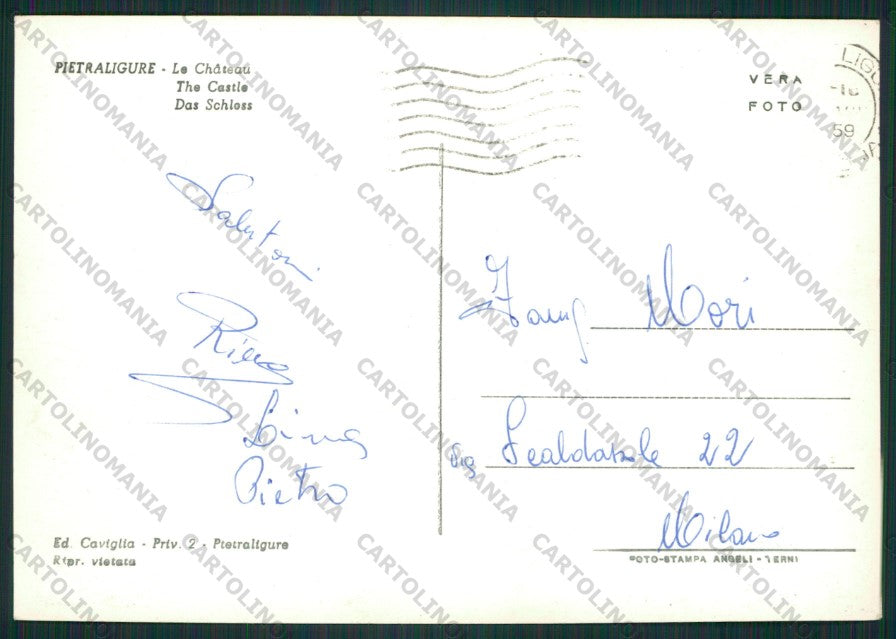 Savona Pietra Ligure Castello Foto FG cartolina ZK1840 – retro