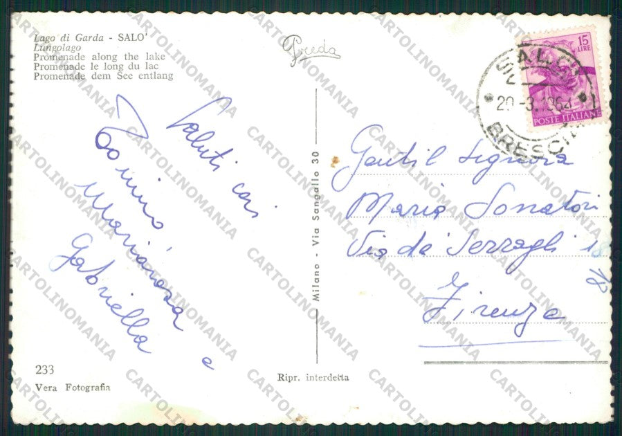 Brescia Salò Barche Foto FG cartolina ZK1849 – retro