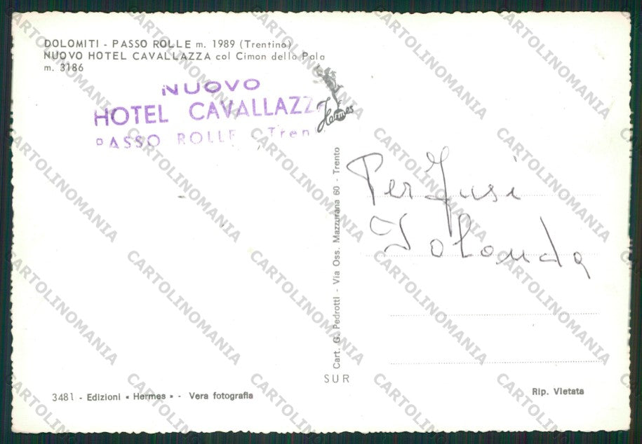 Trento Siror Passo Rolle Auto Foto FG cartolina ZK1869 – retro