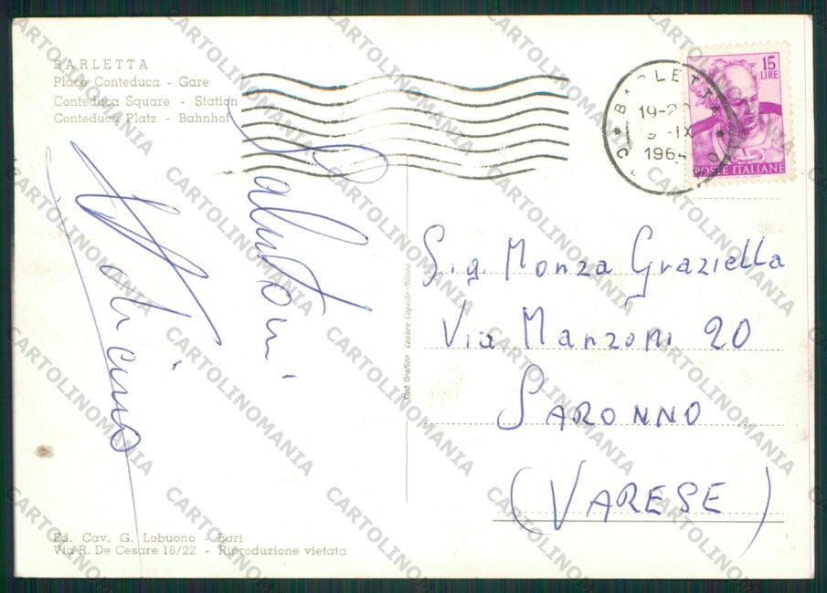 Bari Barletta Stazione Ferroviaria Foto FG cartolina ZK1941 – retro