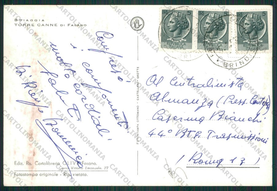 Brindisi Fasano Torre Canne Foto FG cartolina ZK1943 – retro