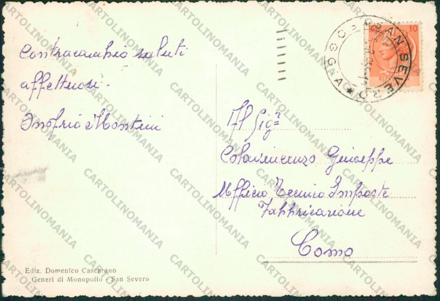 Foggia San Severo Foto FG cartolina ZK1950 – retro