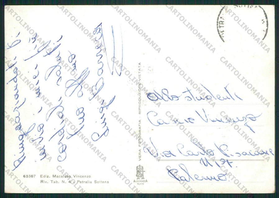 Palermo Petralia Sottana Nevicata Foto FG cartolina ZK1967 – retro