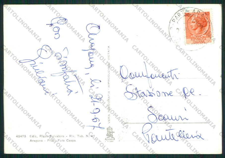 Agrigento Aragona Foto FG cartolina ZK1970 – retro