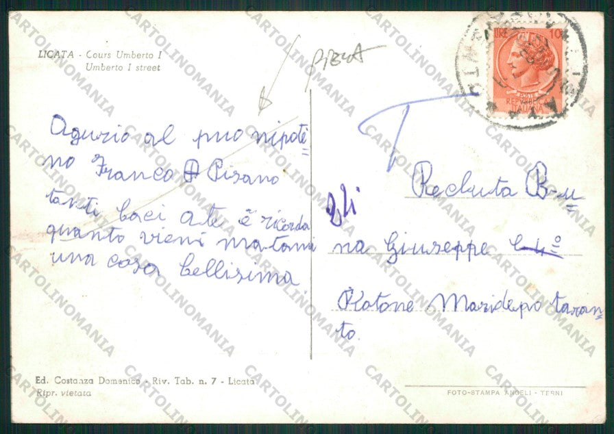 Agrigento Licata PIEGA Foto FG cartolina ZK1972 – retro