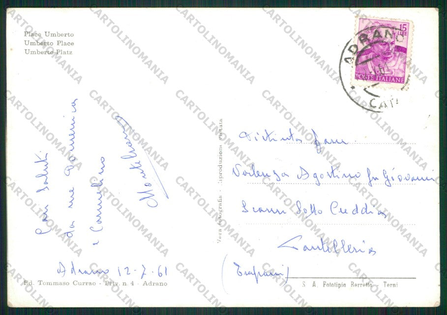 Catania Adrano Auto Foto FG cartolina ZK1978 – retro